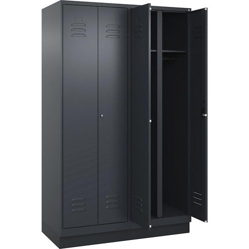 4066681659667 - Schwarz-Weiß-Spind Classic PLUS 2 Abteile grau HxB 1950 x 1200 mm mit Bodensockel Zylinderschloss 4066681659667 - Schwarz-Weiß-Spind Classic PLUS 2 Abteile grau HxB 1950 x 1200 mm mit Bodensockel Zylinderschloss