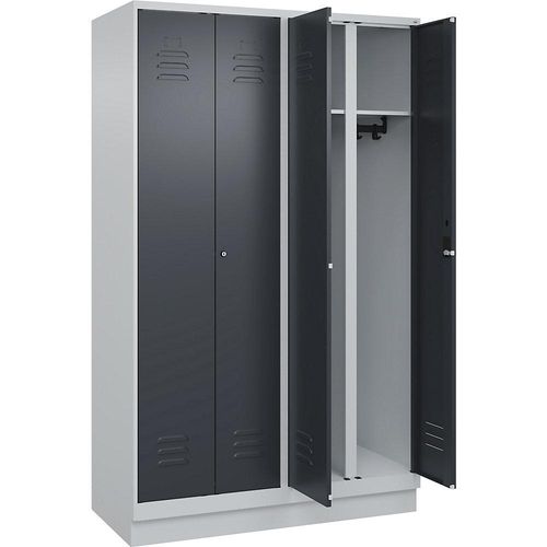 4066681659629 - Schwarz-Weiß-Spind Classic PLUS 2 Abteile lichtgrau grau HxB 1950 x 1200 mm mit Bodensockel Zylinderschloss 4066681659629 - Schwarz-Weiß-Spind Classic PLUS 2 Abteile lichtgrau grau HxB 1950 x 1200 mm mit Bodensockel Zylinderschloss