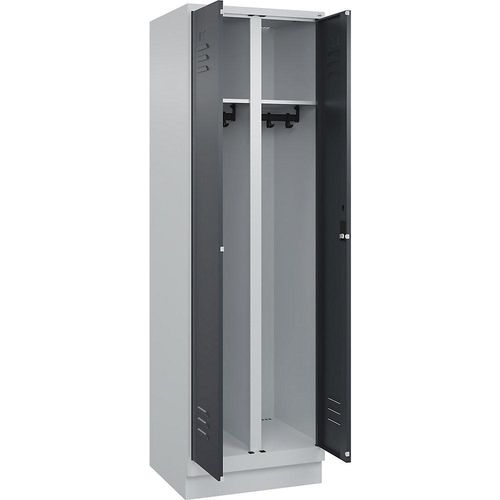 4066681657526 - Schwarz-Weiß-Spind Classic PLUS 1 Abteil lichtgrau   grau HxB 1950 x 600 mm mit Bodensockel Zylinderschloss