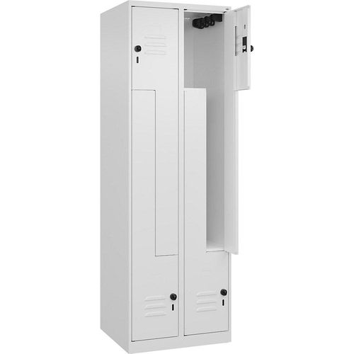 4067521322390 - Z-Spind Classic PLUS 2 Abteile verkehrsweiß B 600 mm mit Bodengleitern Drehriegel