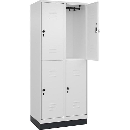 4066681665590 - Doppelstock-Spind Classic PLUS 2 Abteile verkehrsweiß HxB 1950 x 800 mm mit Bodensockel Drehriegel