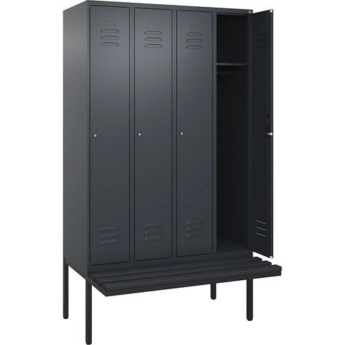 4066681788169 - Spind Classic PLUS Sitzbank 4 Abteile grau B 1200 mm Zylinderschloss auskragend Kunststoff C+P