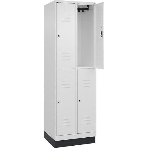 4066681665149 - Doppelstock-Spind Classic PLUS 2 Abteile verkehrsweiß HxB 1950 x 600 mm mit Bodensockel Zylinderschloss C+P 4066681665149 - Doppelstock-Spind Classic PLUS 2 Abteile verkehrsweiß HxB 1950 x 600 mm mit Bodensockel Zylinderschloss C+P