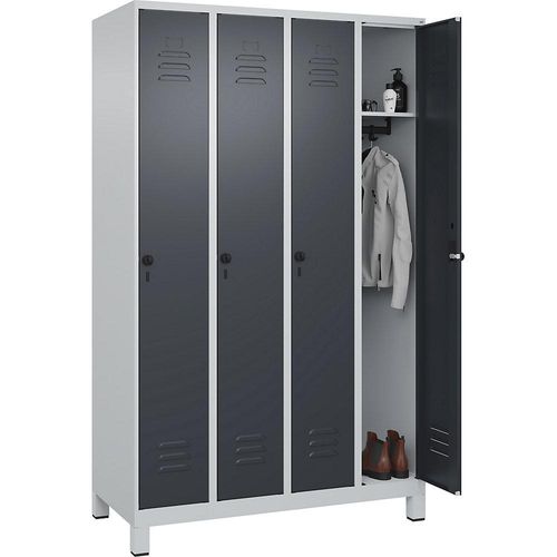 4066681614031 - Spind Classic PLUS 4 Abteile lichtgrau   grau B 1200 mm mit Füßen Drehriegel C+P