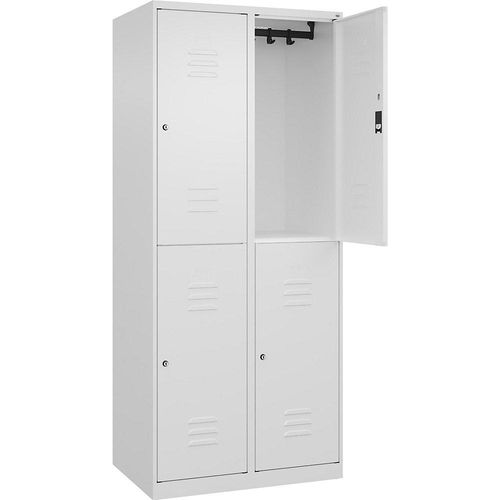 4067521370292 - Doppelstock-Spind Classic PLUS 2 Abteile verkehrsweiß HxB 1850 x 800 mm mit Bodengleitern Zylinderschloss C+P 4067521370292 - Doppelstock-Spind Classic PLUS 2 Abteile verkehrsweiß HxB 1850 x 800 mm mit Bodengleitern Zylinderschloss C+P