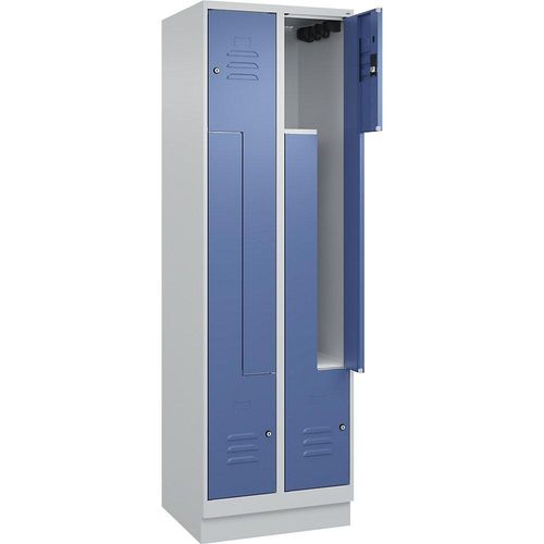 4066681920934 - Z-Spind Classic PLUS 2 Abteile lichtgrau   fernblau B 600 mm mit Bodensockel Zylinderschloss