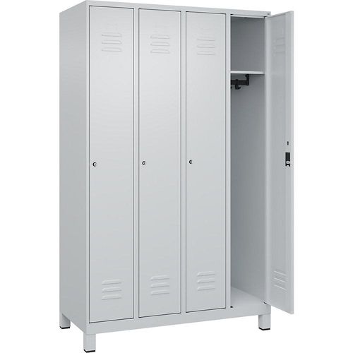 4066681614192 - Spind Classic PLUS 4 Abteile lichtgrau B 1200 mm mit Füßen Zylinderschloss C+P 4066681614192 - Spind Classic PLUS 4 Abteile lichtgrau B 1200 mm mit Füßen Zylinderschloss C+P