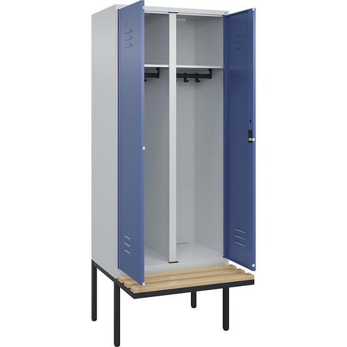 4066681818224 - Schwarz-Weiß-Spind Classic PLUS Sitzbank 1 Abteil lichtgrau fernblau B 800 mm Zylinderschloss auskragend Buche-Hartholz C+P 4066681818224 - Schwarz-Weiß-Spind Classic PLUS Sitzbank 1 Abteil lichtgrau fernblau B 800 mm Zylinderschloss auskragend Buche-Hartholz C+P