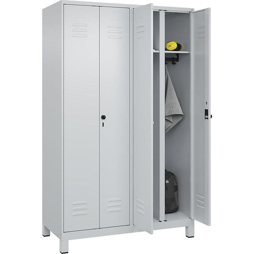 4066681616448 - Schwarz-Weiß-Spind Classic PLUS 2 Abteile lichtgrau HxB 1950 x 1200 mm mit Füßen Drehriegel C+P 4066681616448 - Schwarz-Weiß-Spind Classic PLUS 2 Abteile lichtgrau HxB 1950 x 1200 mm mit Füßen Drehriegel C+P