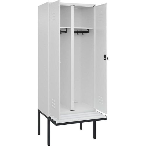 4066681789531 - Schwarz-Weiß-Spind Classic PLUS Sitzbank 1 Abteil verkehrsweiß B 800 mm Sicherheits-Drehriegel auskragend Kunststoff C+P