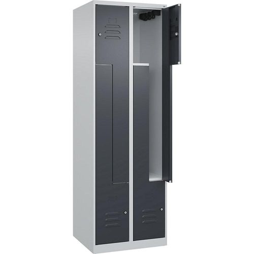 4067521322659 - Z-Spind Classic PLUS 2 Abteile lichtgrau   grau B 600 mm mit Bodengleitern Zylinderschloss C+P