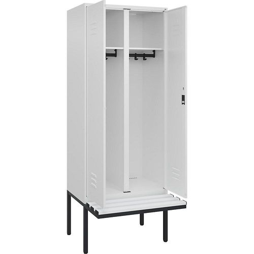 4066681789388 - Schwarz-Weiß-Spind Classic PLUS Sitzbank 1 Abteil verkehrsweiß B 800 mm Zylinderschloss auskragend Kunststoff C+P