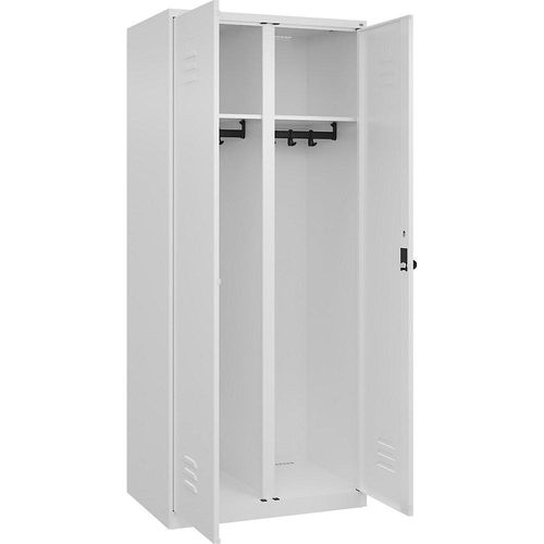 4067521331521 - Schwarz-Weiß-Spind Classic PLUS 1 Abteil verkehrsweiß HxB 1850 x 800 mm mit Bodengleitern Drehriegel C+P 4067521331521 - Schwarz-Weiß-Spind Classic PLUS 1 Abteil verkehrsweiß HxB 1850 x 800 mm mit Bodengleitern Drehriegel C+P