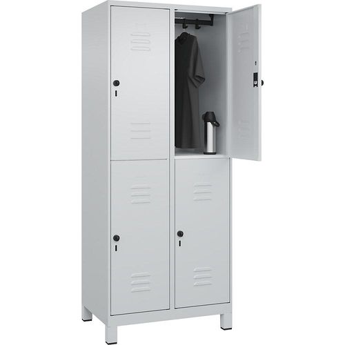 4066681620636 - Doppelstock-Spind Classic PLUS 2 Abteile lichtgrau HxB 1950 x 800 mm mit Füßen Drehriegel C+P 4066681620636 - Doppelstock-Spind Classic PLUS 2 Abteile lichtgrau HxB 1950 x 800 mm mit Füßen Drehriegel C+P