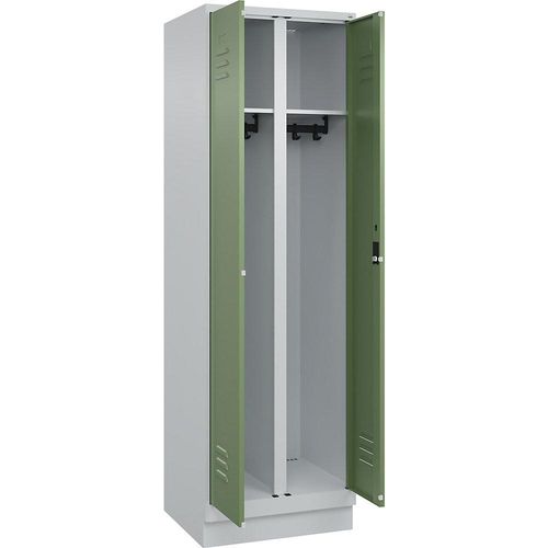 4066681657502 - Schwarz-Weiß-Spind Classic PLUS 1 Abteil lichtgrau resedagrün HxB 1950 x 600 mm mit Bodensockel Zylinderschloss 4066681657502 - Schwarz-Weiß-Spind Classic PLUS 1 Abteil lichtgrau resedagrün HxB 1950 x 600 mm mit Bodensockel Zylinderschloss
