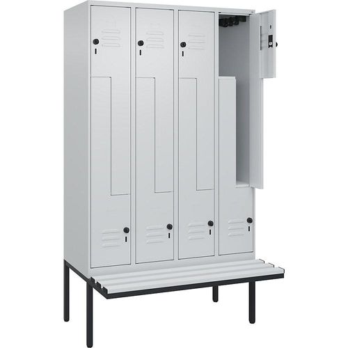 4067521116760 - Z-Spind Classic PLUS Sitzbank 4 Abteile lichtgrau B 1200 mm Sicherheits-Drehriegel auskragend Kunststoff C+P 4067521116760 - Z-Spind Classic PLUS Sitzbank 4 Abteile lichtgrau B 1200 mm Sicherheits-Drehriegel auskragend Kunststoff C+P