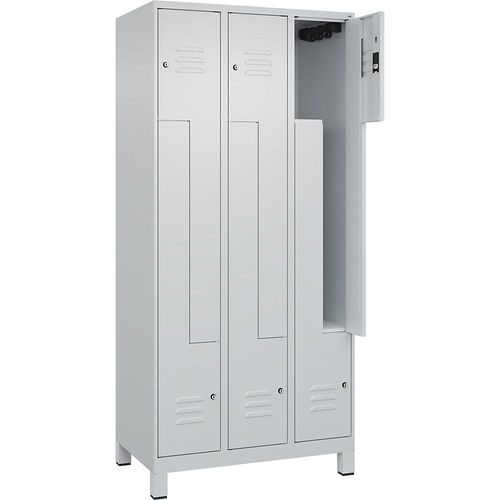 4066681915275 - Z-Spind Classic PLUS 3 Abteile lichtgrau B 900 mm mit Füßen Zylinderschloss 4066681915275 - Z-Spind Classic PLUS 3 Abteile lichtgrau B 900 mm mit Füßen Zylinderschloss