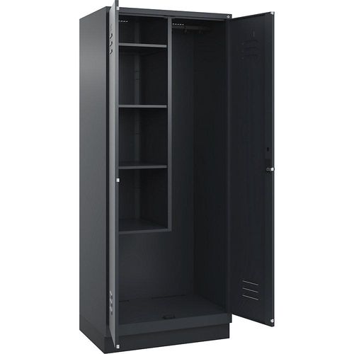 4066681660953 - Putzmittelspind Classic PLUS 1 Abteil Trennwand mittig verkürzt grau B 800 mm mit Bodensockel Drehriegel C+P
