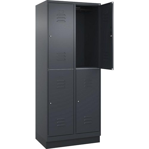 4066681665729 - Doppelstock-Spind Classic PLUS 2 Abteile grau HxB 1950 x 800 mm mit Bodensockel Zylinderschloss