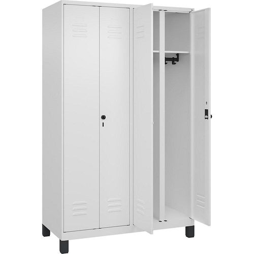 4066681616493 - Schwarz-Weiß-Spind Classic PLUS 2 Abteile verkehrsweiß HxB 1950 x 1200 mm mit Füßen Drehriegel