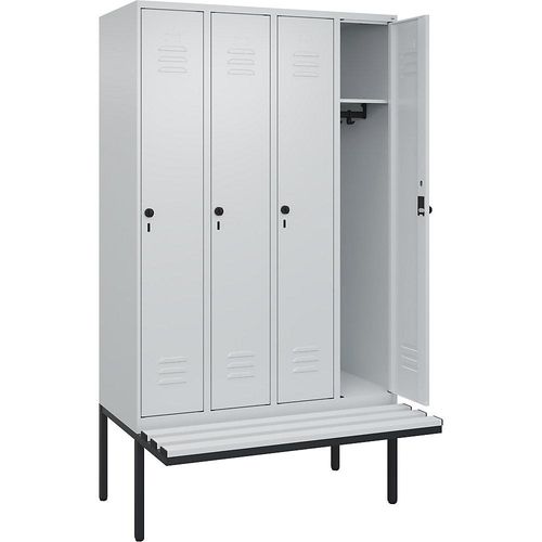 4066681788282 - Spind Classic PLUS Sitzbank 4 Abteile lichtgrau B 1200 mm Sicherheits-Drehriegel auskragend Kunststoff C+P