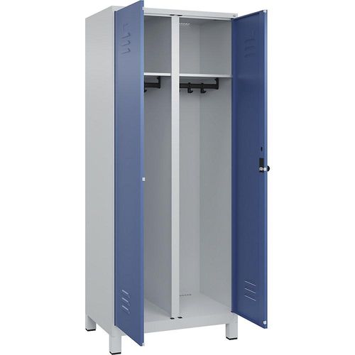 4066681615502 - Schwarz-Weiß-Spind Classic PLUS 1 Abteil lichtgrau   fernblau HxB 1950 x 800 mm mit Füßen Drehriegel C+P