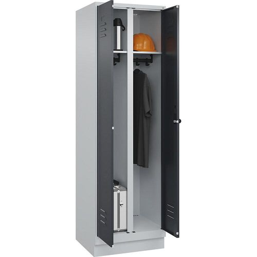 4066681657373 - Schwarz-Weiß-Spind Classic PLUS 1 Abteil lichtgrau   grau HxB 1950 x 600 mm mit Bodensockel Drehriegel