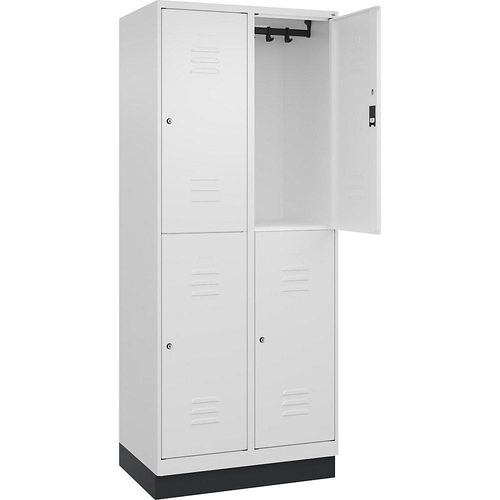 4066681665743 - Doppelstock-Spind Classic PLUS 2 Abteile verkehrsweiß HxB 1950 x 800 mm mit Bodensockel Zylinderschloss