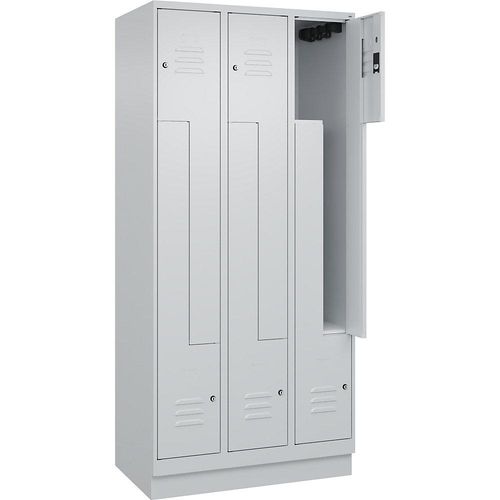 4066681921573 - Z-Spind Classic PLUS 3 Abteile lichtgrau B 900 mm mit Bodensockel Zylinderschloss