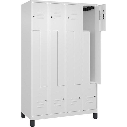 4066681915923 - Z-Spind Classic PLUS 4 Abteile verkehrsweiß B 1200 mm mit Füßen Zylinderschloss