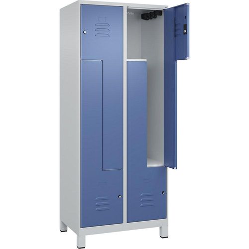 4066681914933 - Z-Spind Classic PLUS 2 Abteile lichtgrau fernblau B 800 mm mit Füßen Zylinderschloss 4066681914933 - Z-Spind Classic PLUS 2 Abteile lichtgrau fernblau B 800 mm mit Füßen Zylinderschloss