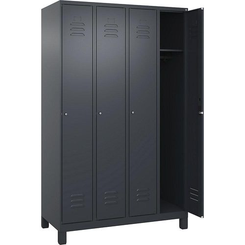 4066681614222 - Spind Classic PLUS 4 Abteile grau B 1200 mm mit Füßen Zylinderschloss