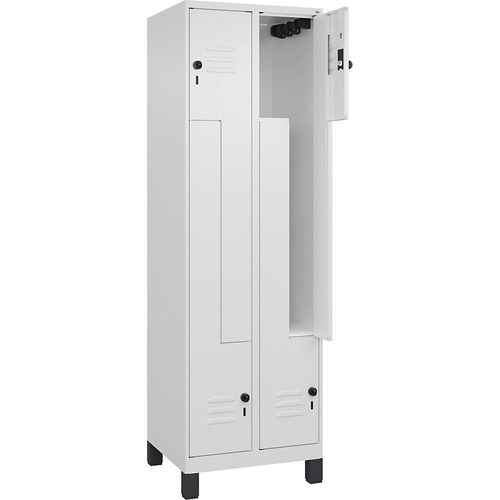 4066681914575 - Z-Spind Classic PLUS 2 Abteile verkehrsweiß B 600 mm mit Füßen Drehriegel