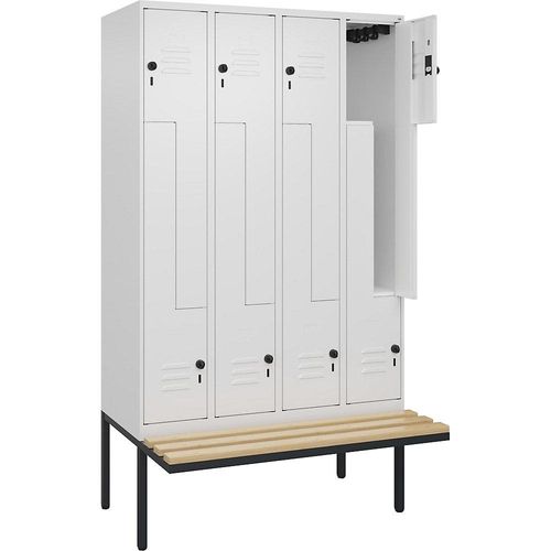 4067521116517 - Z-Spind Classic PLUS Sitzbank 4 Abteile verkehrsweiß B 1200 mm Sicherheits-Drehriegel auskragend Buche-Hartholz C+P 4067521116517 - Z-Spind Classic PLUS Sitzbank 4 Abteile verkehrsweiß B 1200 mm Sicherheits-Drehriegel auskragend Buche-Hartholz C+P