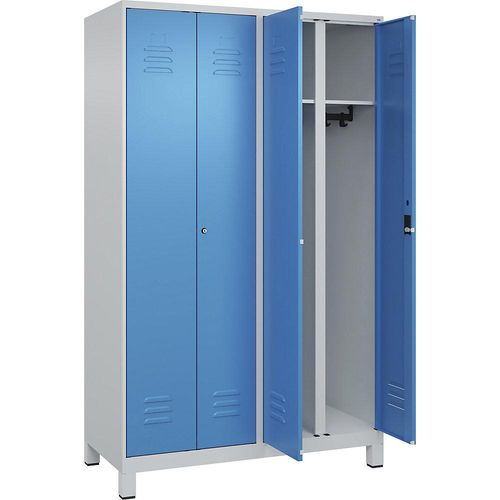 4066681616547 - Schwarz-Weiß-Spind Classic PLUS 2 Abteile lichtgrau lichtblau HxB 1950 x 1200 mm mit Füßen Zylinderschloss 4066681616547 - Schwarz-Weiß-Spind Classic PLUS 2 Abteile lichtgrau lichtblau HxB 1950 x 1200 mm mit Füßen Zylinderschloss