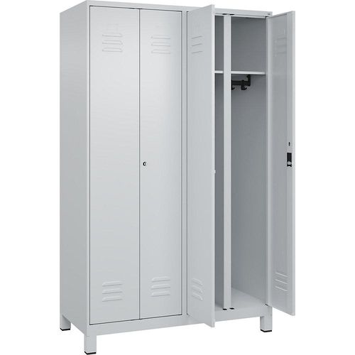 4066681616592 - Schwarz-Weiß-Spind Classic PLUS 2 Abteile lichtgrau HxB 1950 x 1200 mm mit Füßen Zylinderschloss C+P