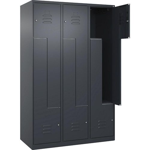 4067521322000 - Z-Spind Classic PLUS 3 Abteile grau B 1200 mm mit Bodengleitern Zylinderschloss C+P