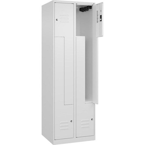 4067521322376 - Z-Spind Classic PLUS 2 Abteile verkehrsweiß B 600 mm mit Bodengleitern Zylinderschloss