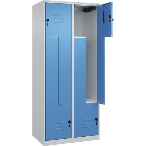 4067521321591 - Z-Spind Classic PLUS 2 Abteile lichtgrau lichtblau B 800 mm mit Bodengleitern Drehriegel 4067521321591 - Z-Spind Classic PLUS 2 Abteile lichtgrau lichtblau B 800 mm mit Bodengleitern Drehriegel