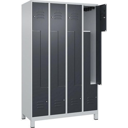 4066681915862 - Z-Spind Classic PLUS 4 Abteile lichtgrau   grau B 1200 mm mit Füßen Zylinderschloss