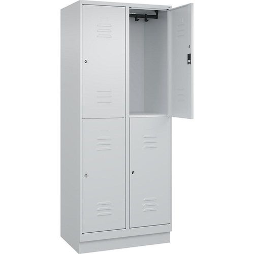 4066681665699 - Doppelstock-Spind Classic PLUS 2 Abteile lichtgrau HxB 1950 x 800 mm mit Bodensockel Zylinderschloss C+P 4066681665699 - Doppelstock-Spind Classic PLUS 2 Abteile lichtgrau HxB 1950 x 800 mm mit Bodensockel Zylinderschloss C+P