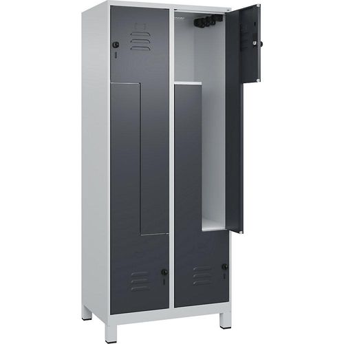 4066681914810 - Z-Spind Classic PLUS 2 Abteile lichtgrau   grau B 800 mm mit Füßen Drehriegel