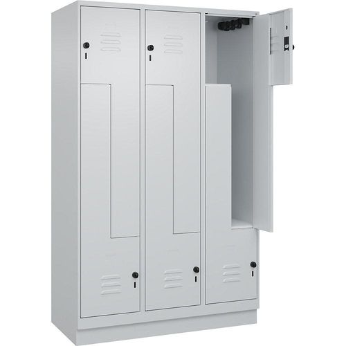 4066681921726 - Z-Spind Classic PLUS 3 Abteile lichtgrau B 1200 mm mit Bodensockel Drehriegel