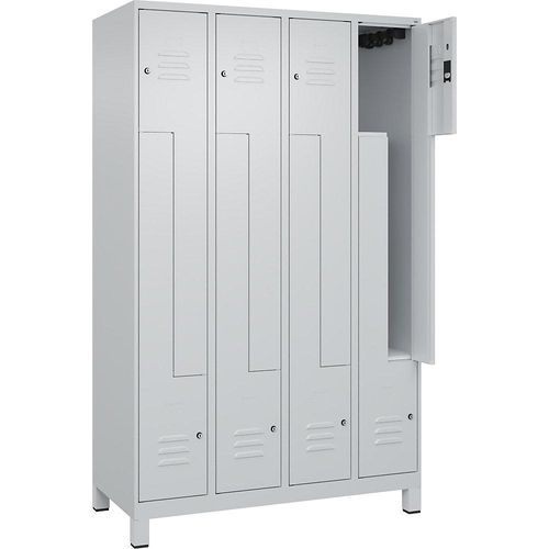 4066681915879 - Z-Spind Classic PLUS 4 Abteile lichtgrau B 1200 mm mit Füßen Zylinderschloss