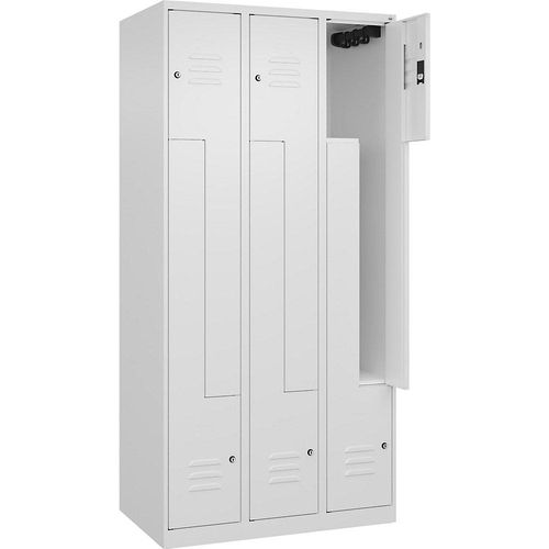 4067521320808 - Z-Spind Classic PLUS 3 Abteile verkehrsweiß B 900 mm mit Bodengleitern Zylinderschloss