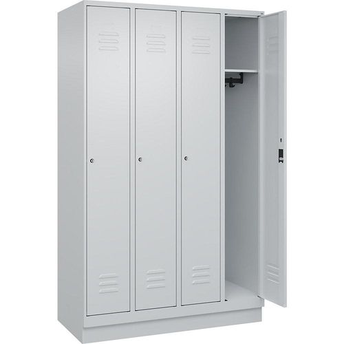 4066681656635 - Spind Classic PLUS 4 Abteile lichtgrau B 1200 mm mit Bodensockel Zylinderschloss