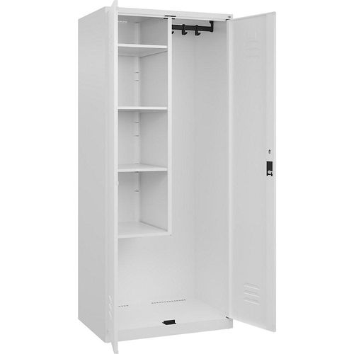 4067521417928 - Putzmittelspind Classic PLUS 1 Abteil Trennwand mittig verkürzt verkehrsweiß B 800 mm mit Bodengleitern Zylinderschloss C+P