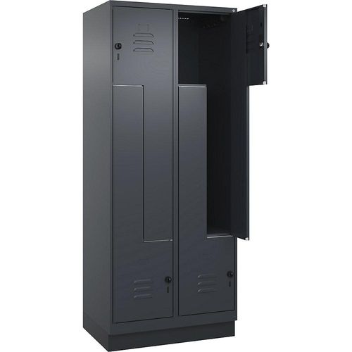 4066681921153 - Z-Spind Classic PLUS 2 Abteile grau B 800 mm mit Bodensockel Drehriegel