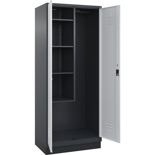 4066681661103 - Putzmittelspind Classic PLUS 1 Abteil Trennwand mittig verkürzt grau B 800 mm mit Bodensockel Zylinderschloss C+P 4066681661103 - Putzmittelspind Classic PLUS 1 Abteil Trennwand mittig verkürzt grau B 800 mm mit Bodensockel Zylinderschloss C+P