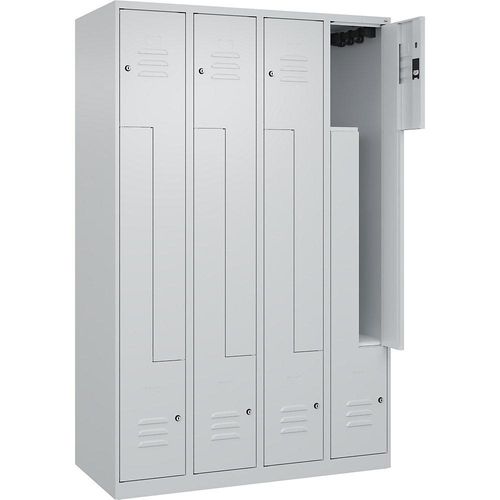 4067521321911 - Z-Spind Classic PLUS 4 Abteile lichtgrau B 1200 mm mit Bodengleitern Zylinderschloss